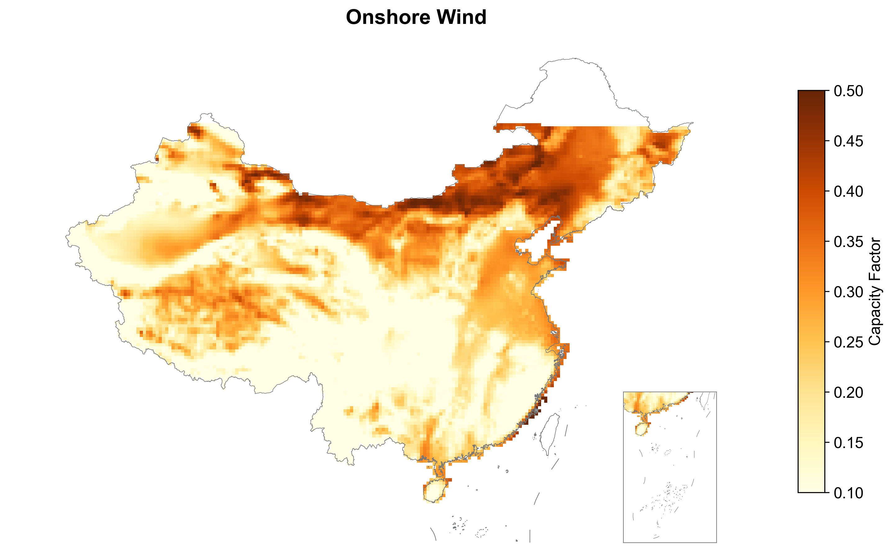 China Hourly Onshore Wind Profiles: data visualization